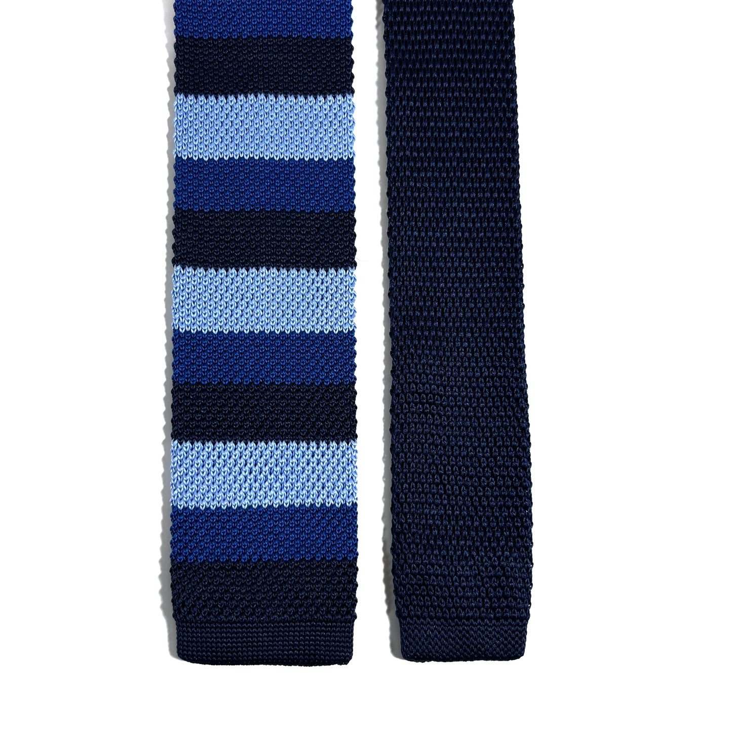 Navy Blue & Blue Striped Knitted Tie
