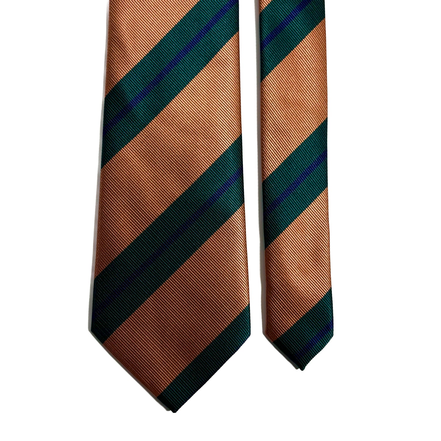 Burnt Orange & Green Striped Repp Tie