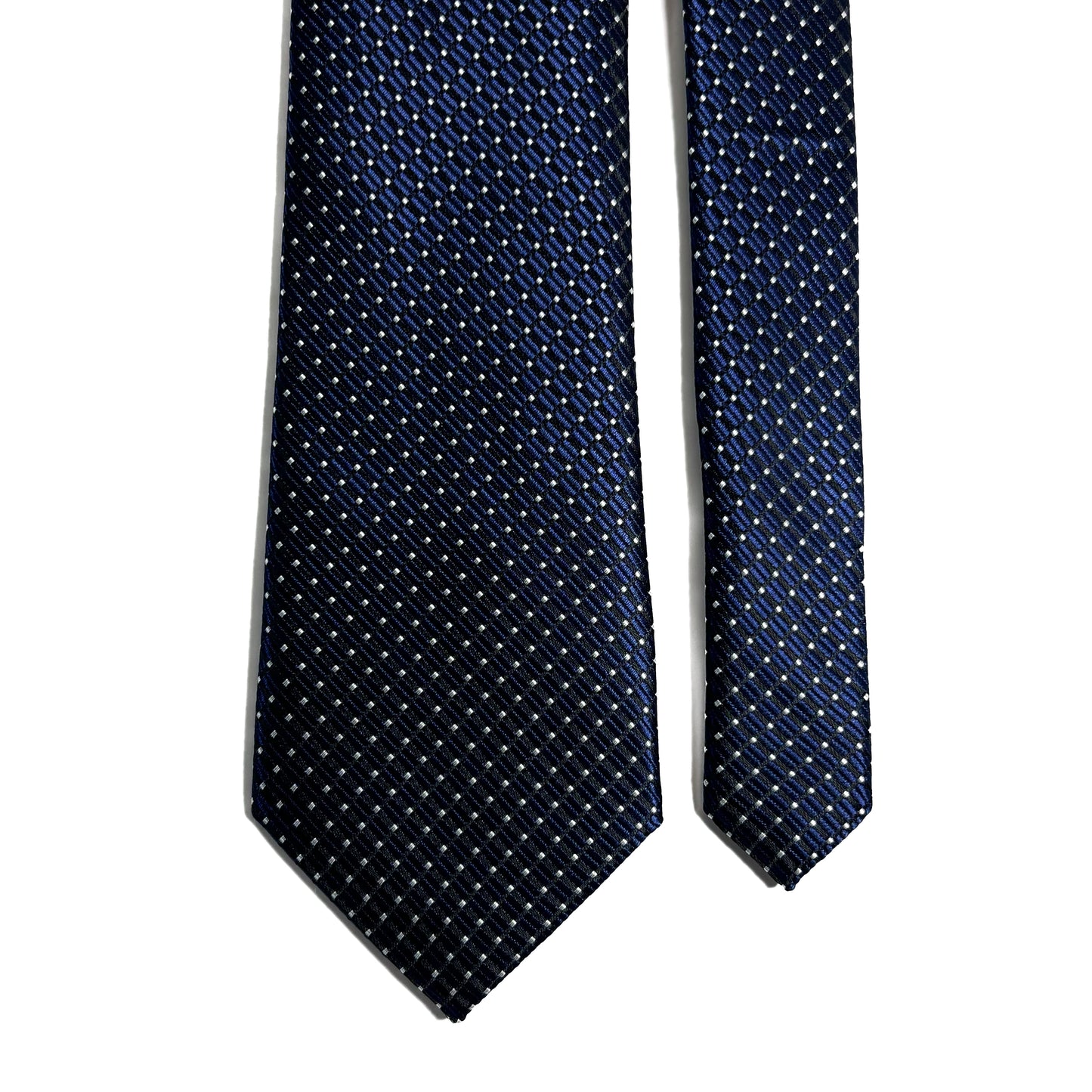 Navy Blue Micro-Geometric Dot Jacquard Tie