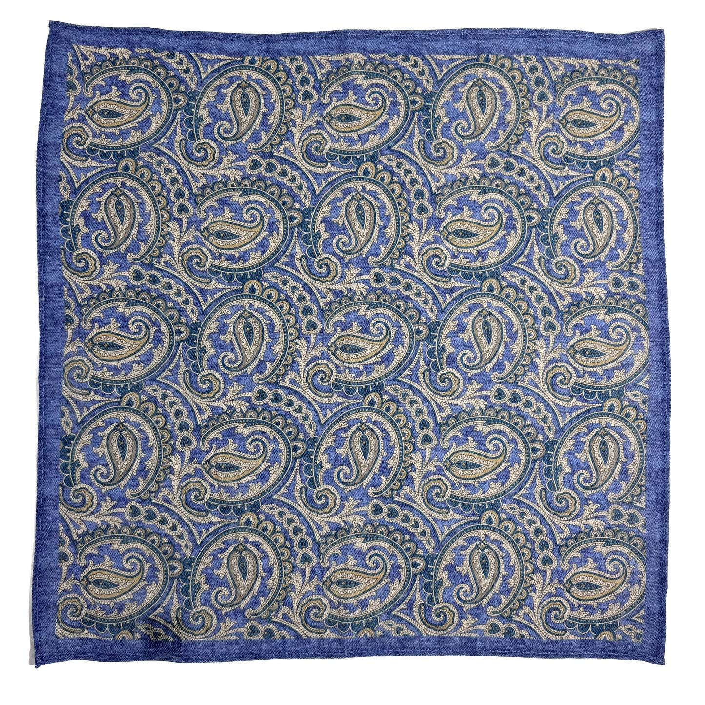 Blue Paisley Ramie Pocket Square