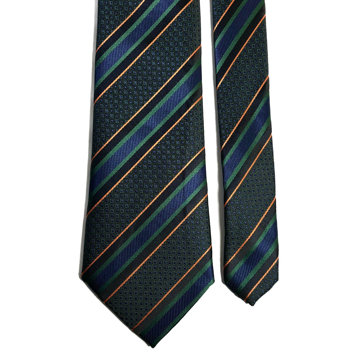 Green & Blue Geometric Striped Tie