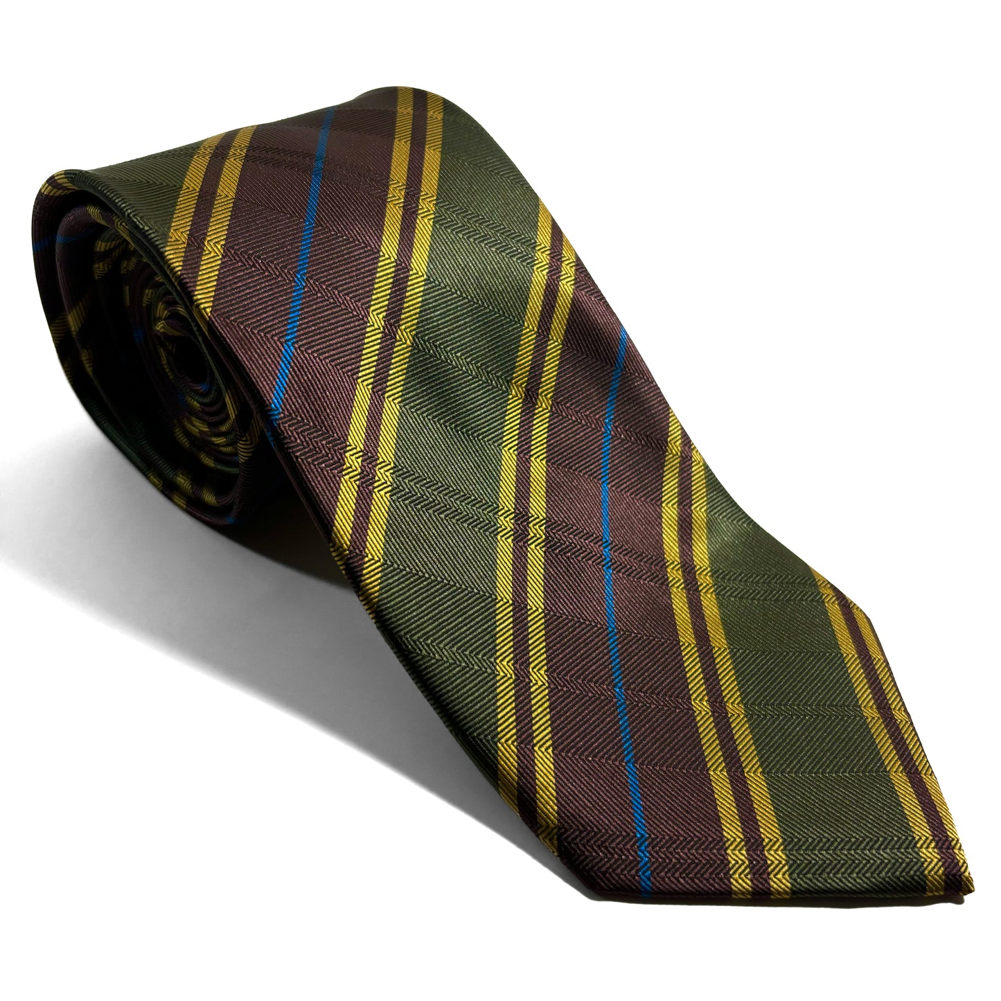 Green & Brown Overcheck Striped Tie