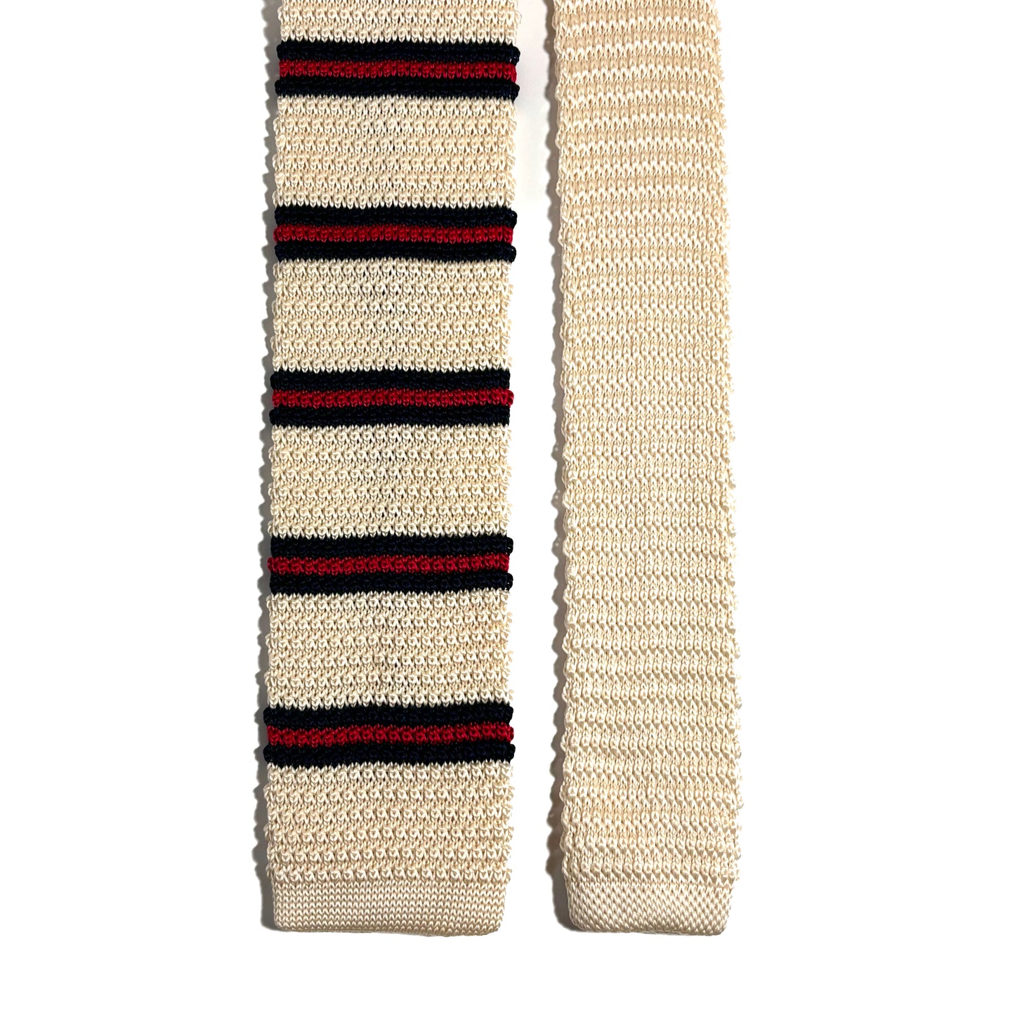 Light Beige Striped Knitted Tie