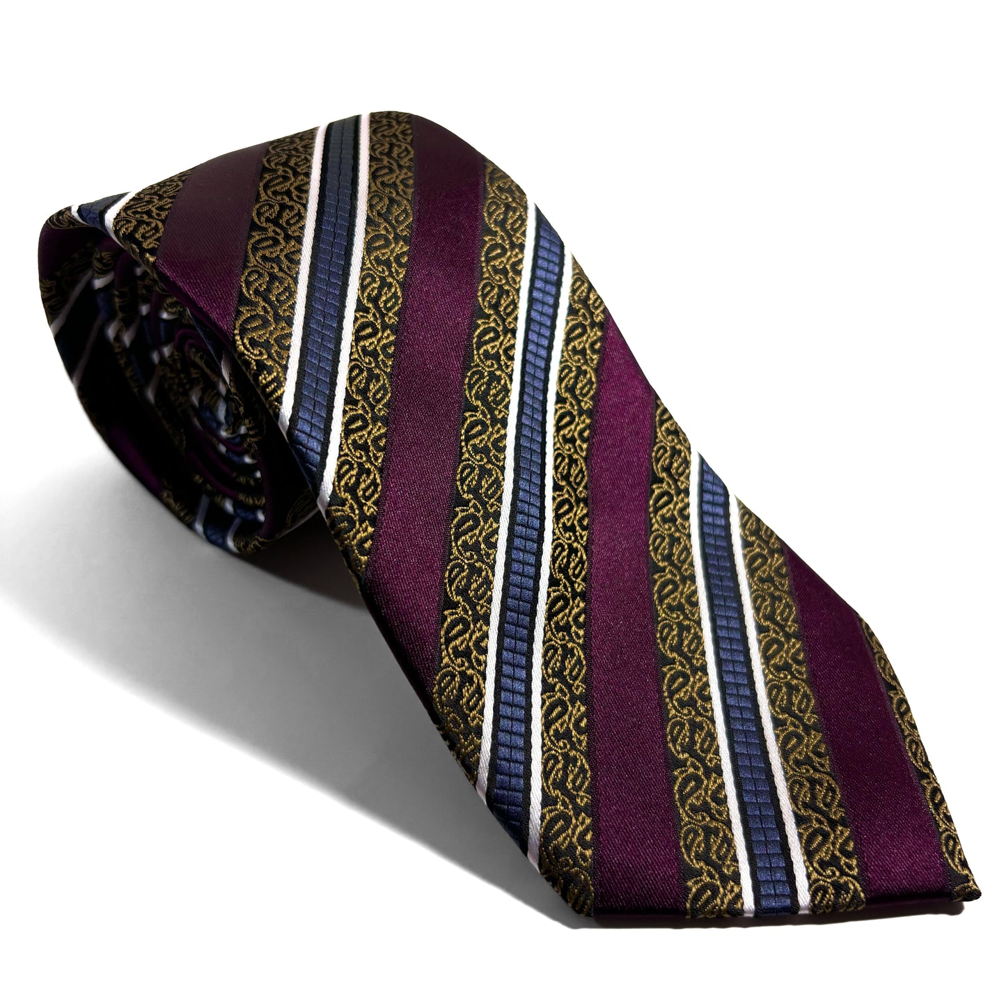 Burgundy & Gold Striped Tie