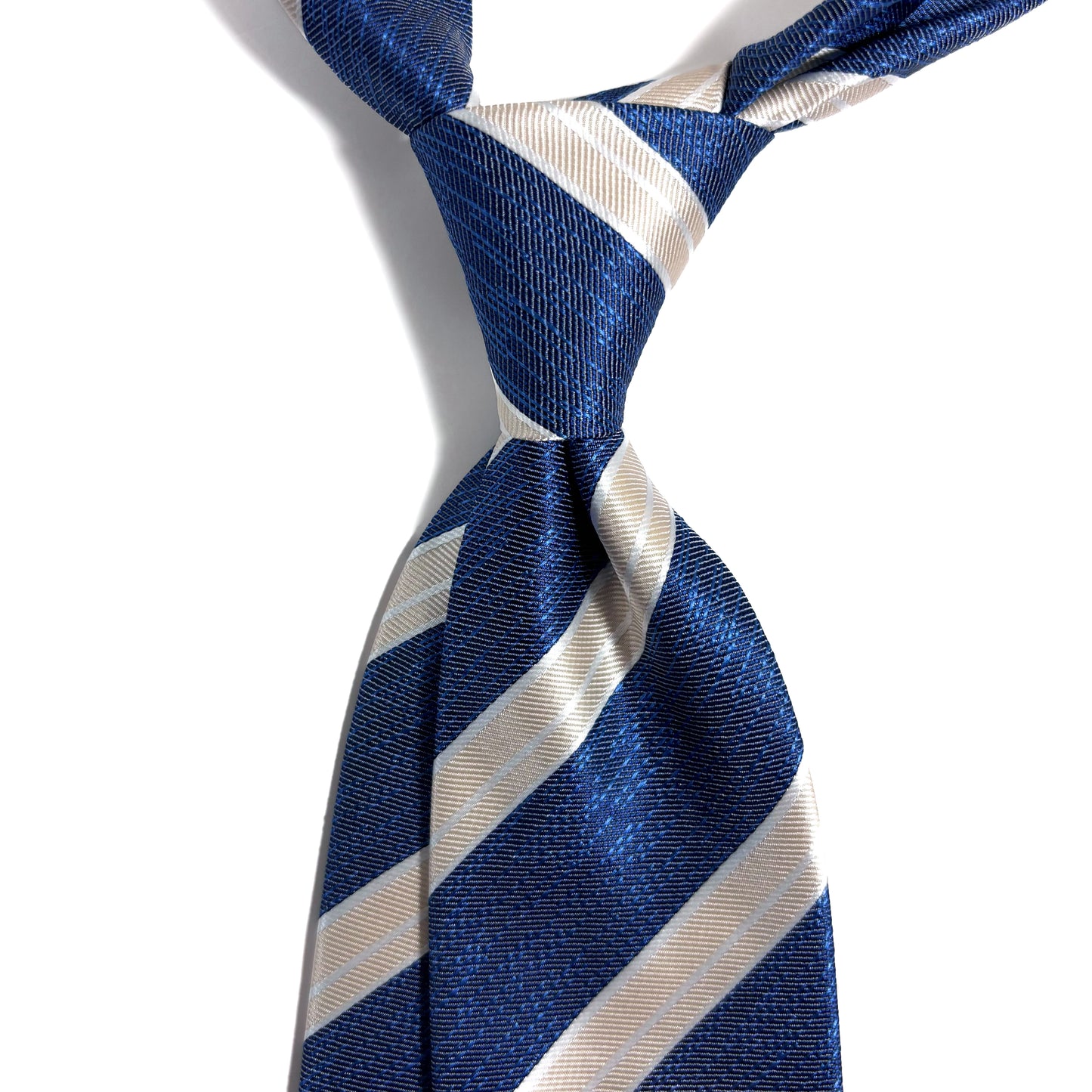 Blue & Ivory Striped Tie