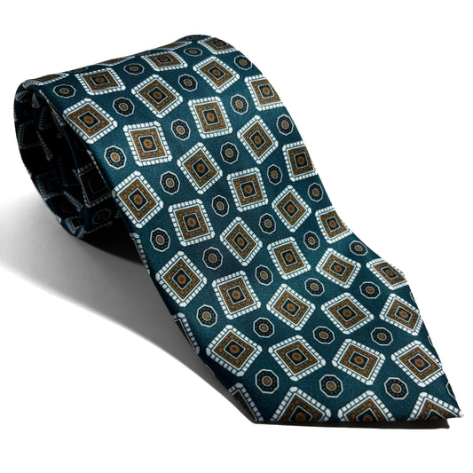 Teal Falling Blocks Silk Tie