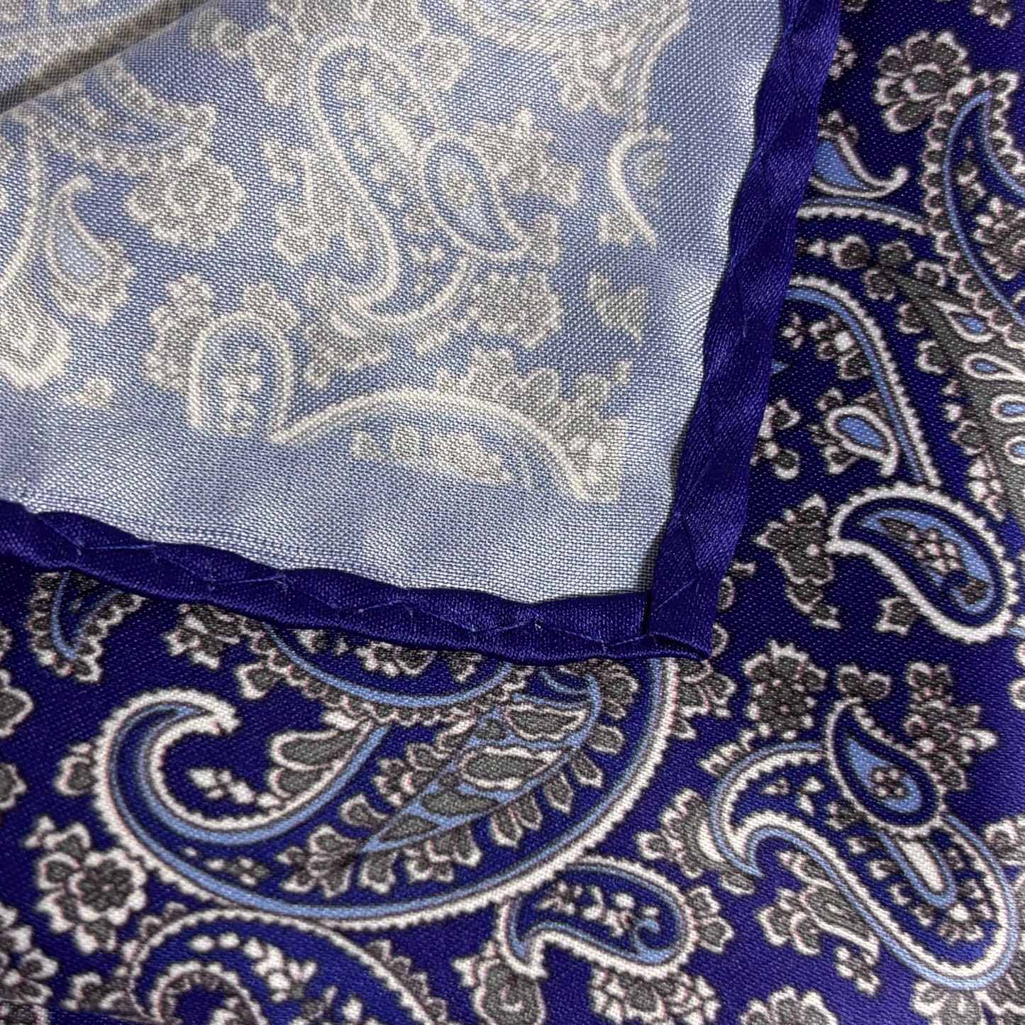 Indigo & White Paisley Pocket Square