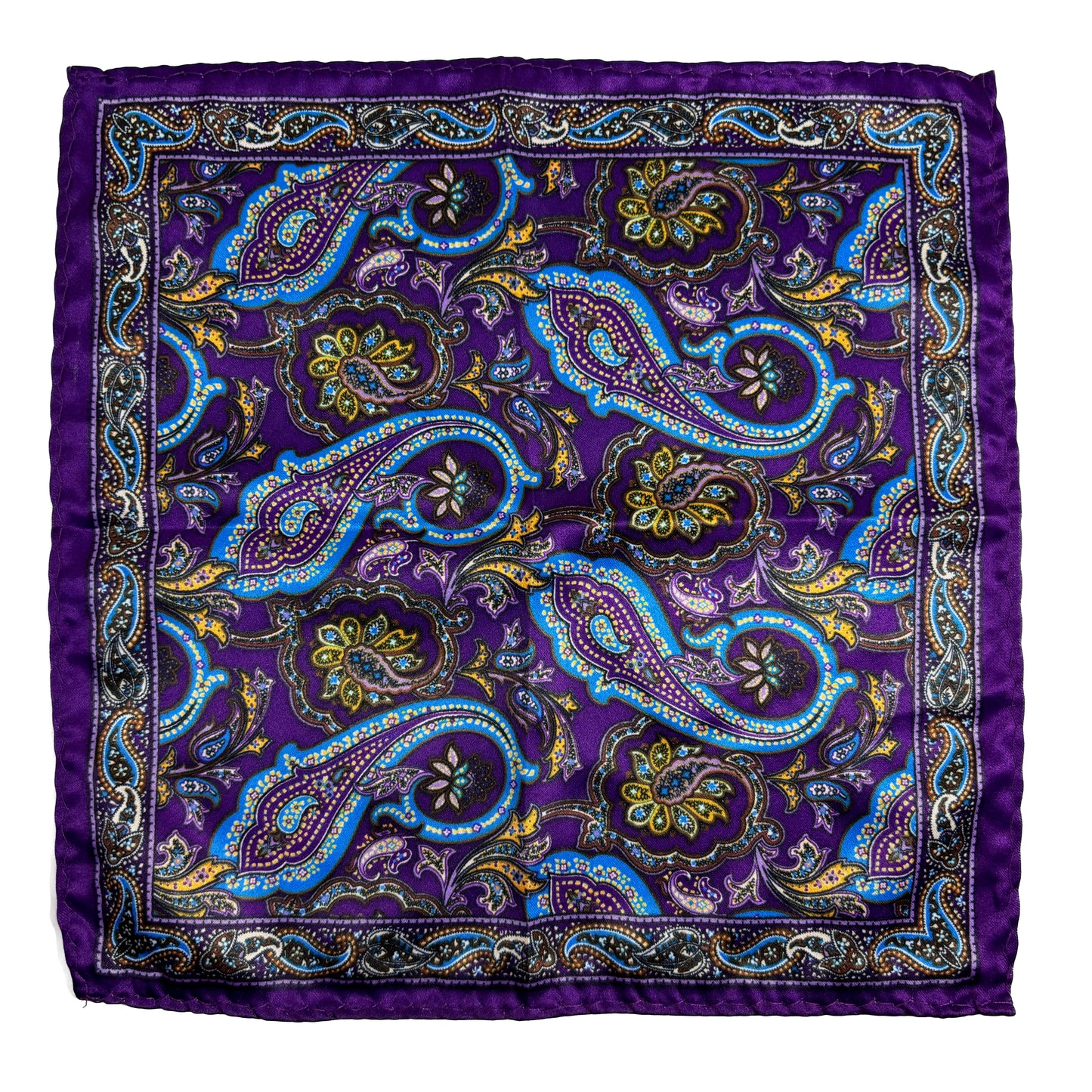 Purple & Blue Paisley Pocket Square