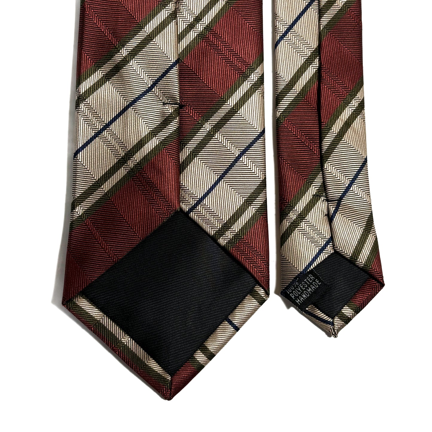 Beige & Brown Overcheck Striped Tie