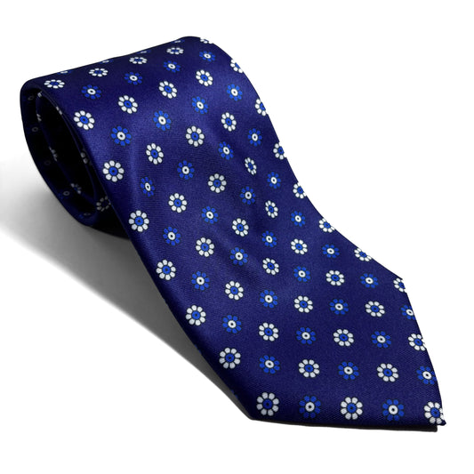 Blue Floral Silk Tie