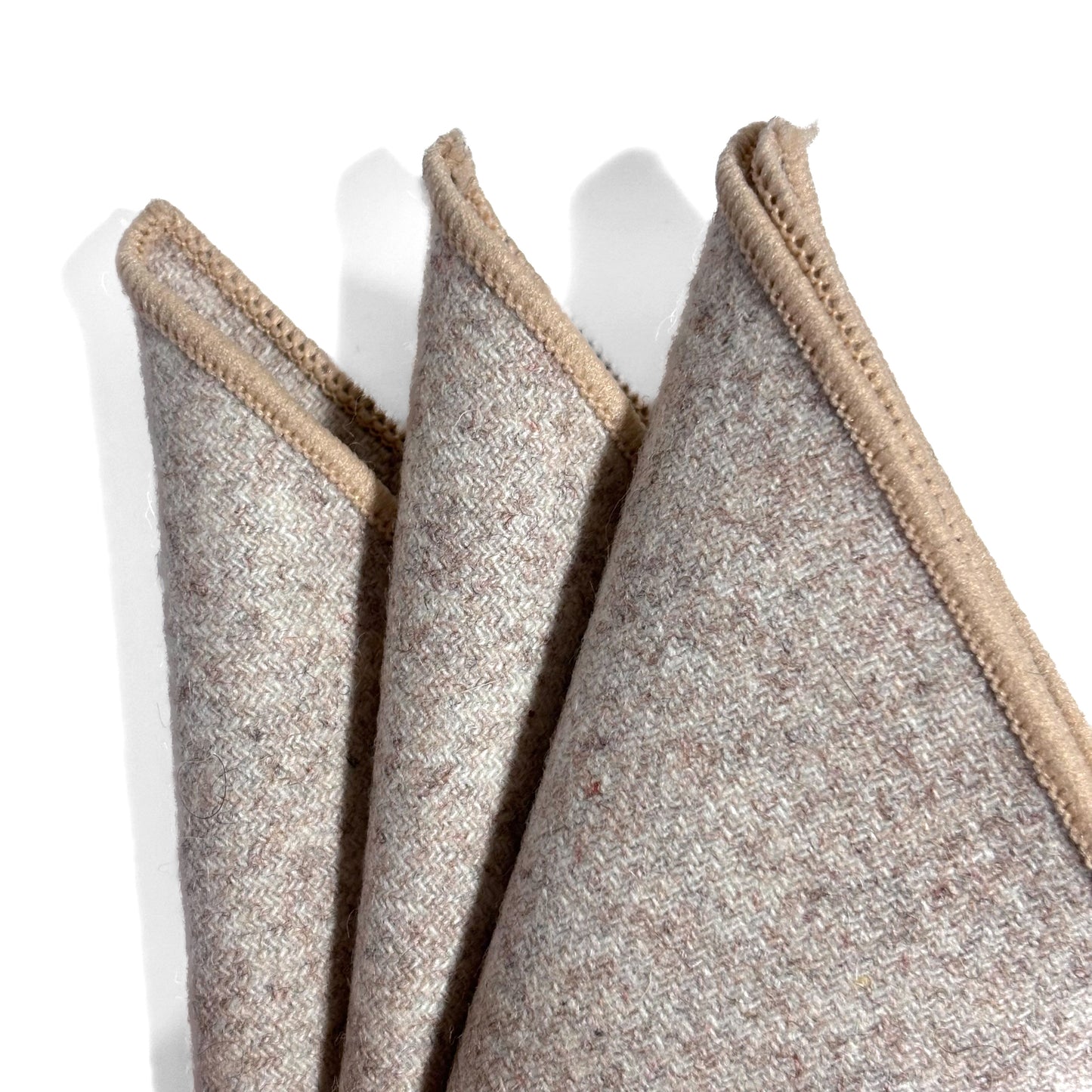 Light Beige Solid Wool Pocket Square