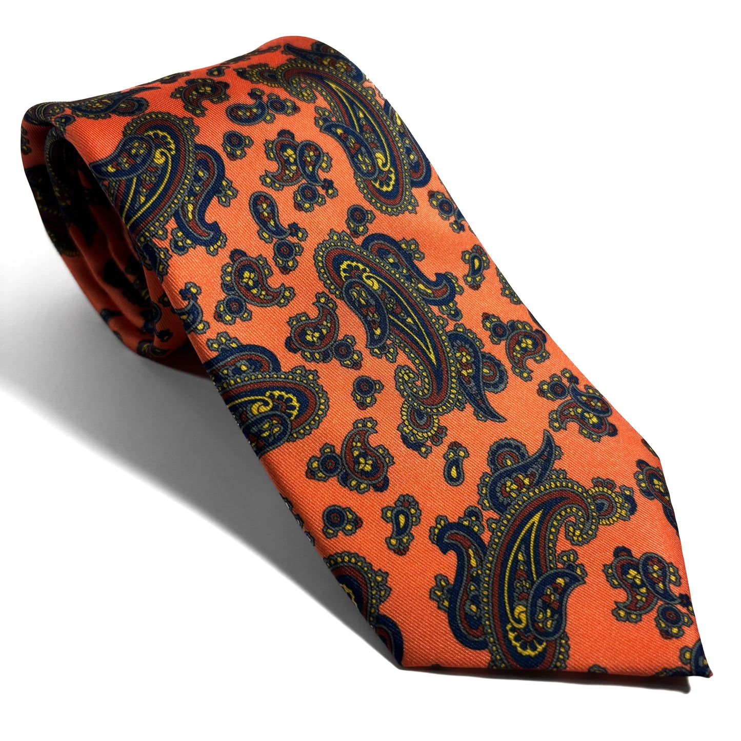 Orange Paisley Printed Tie