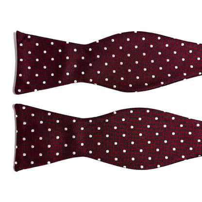 Self-Tie Burgundy Polka Dot Silk Bow Tie