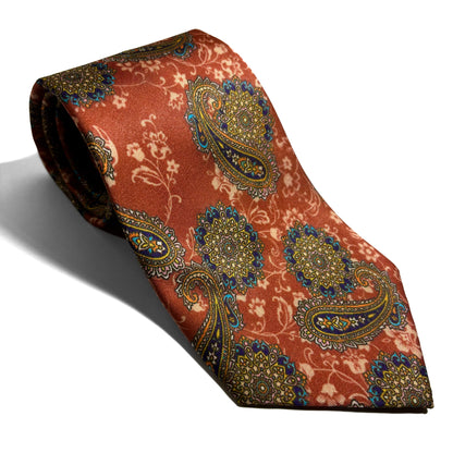 Wide Burnt Orange Paisley Printed Tie