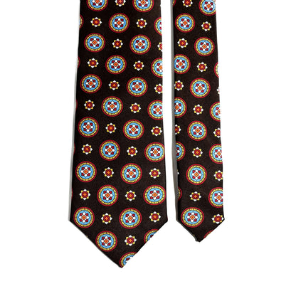 Brown Floral Medallion Printed Tie