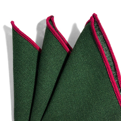 Green & Red Linen/Cotton Pocket Square