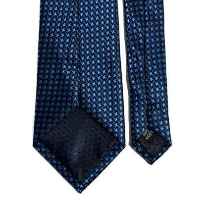 Navy Blue Houndstooth Jacquard Tie