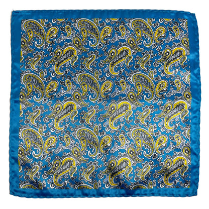 Aqua Blue Paisley Pocket Square