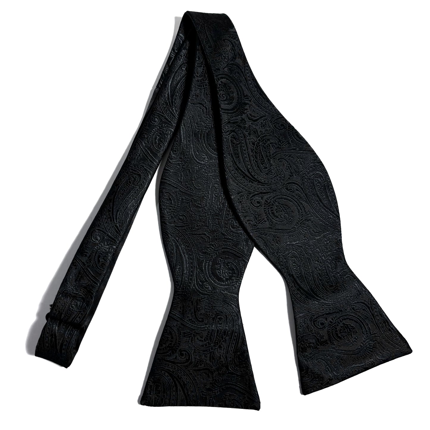 Self-Tie Black Paisley Silk Bow Tie