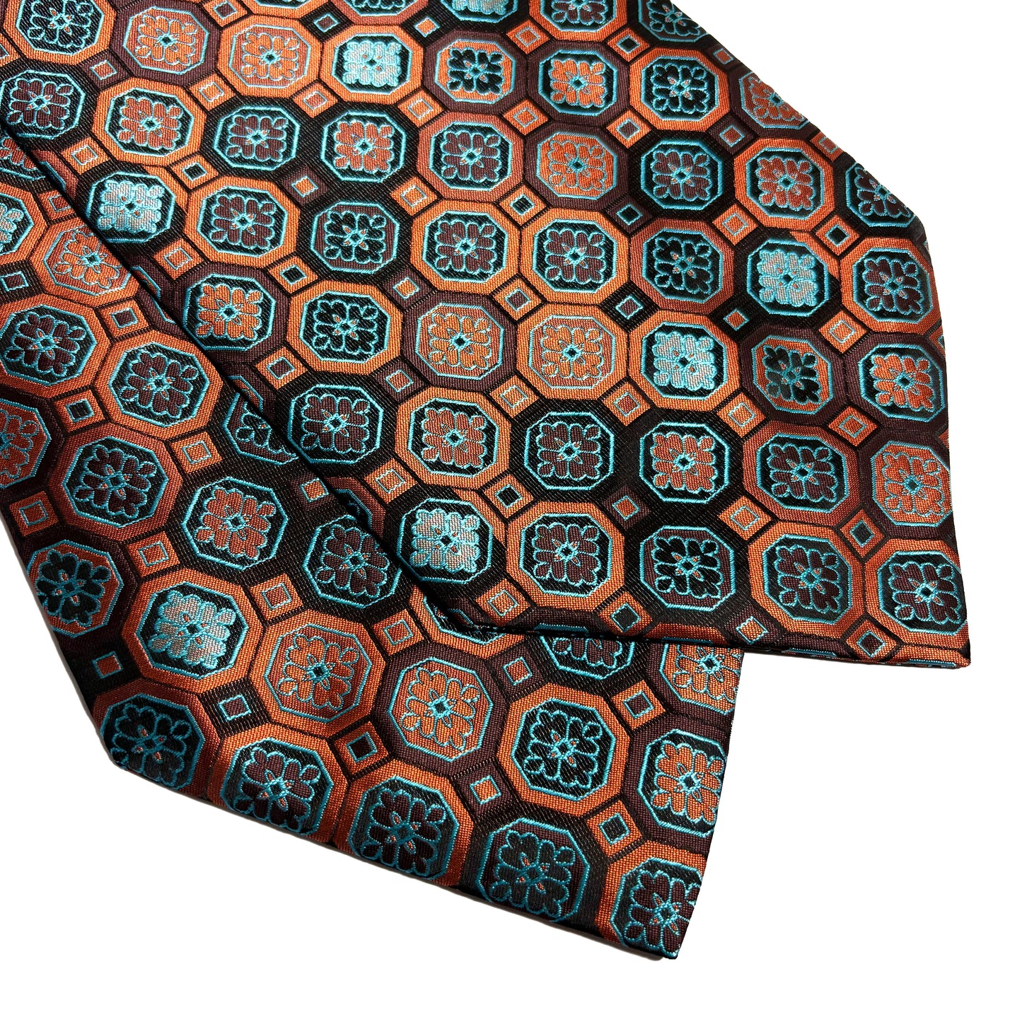 Copper Orange Geometric Jacquard Cravat/Ascot