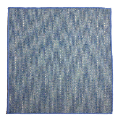 Light Blue Herringbone Wool Pocket Square