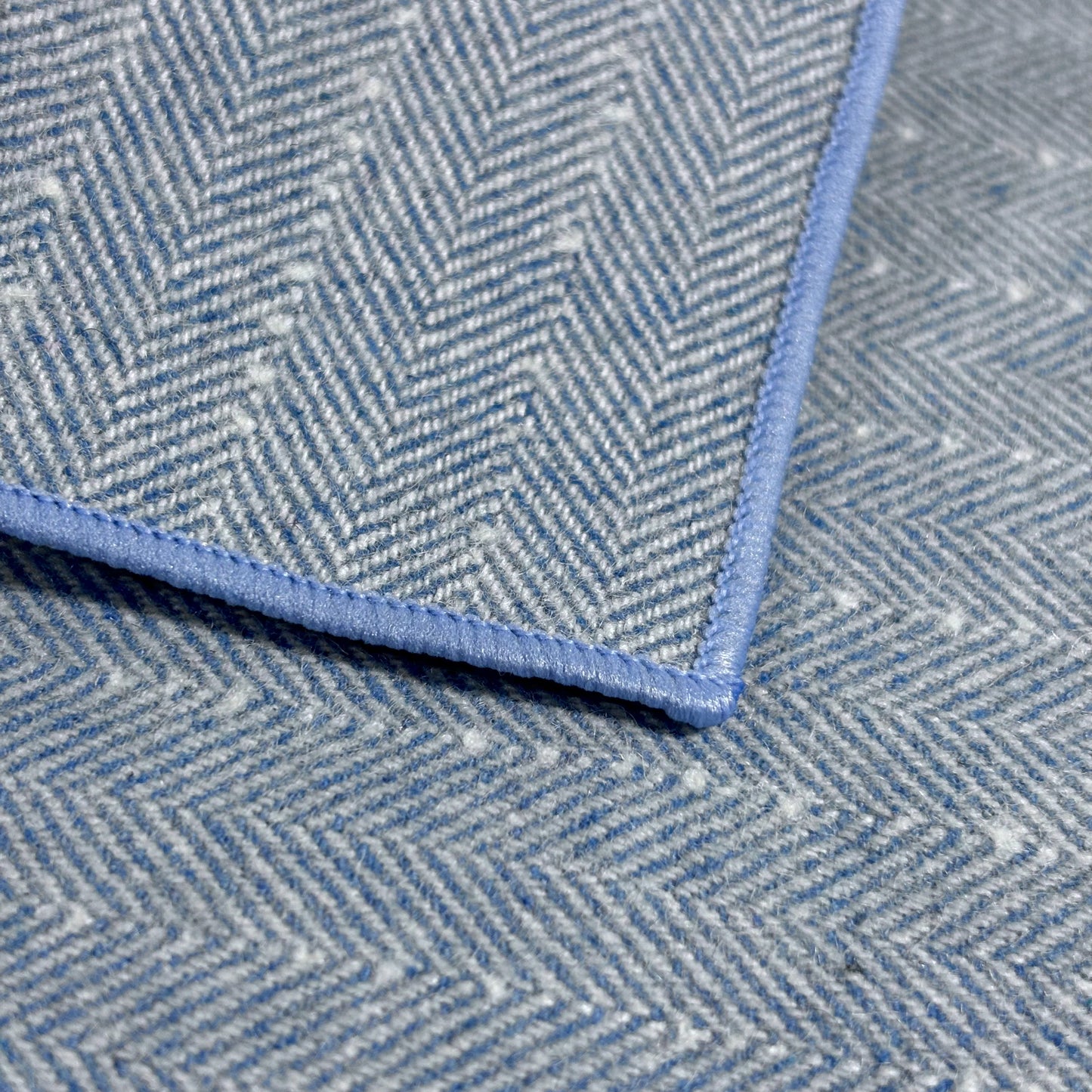 Light Blue Herringbone Wool Pocket Square