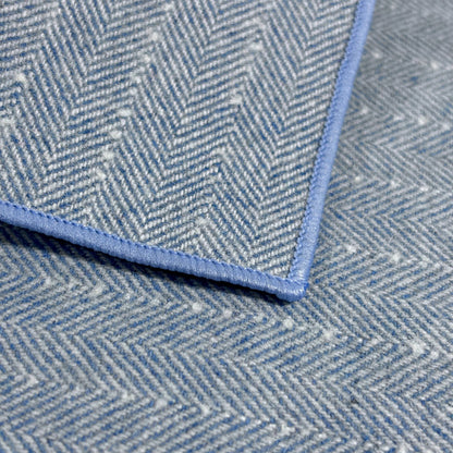 Light Blue Herringbone Wool Pocket Square