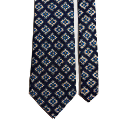 Navy Blue Geometric Silk Tie