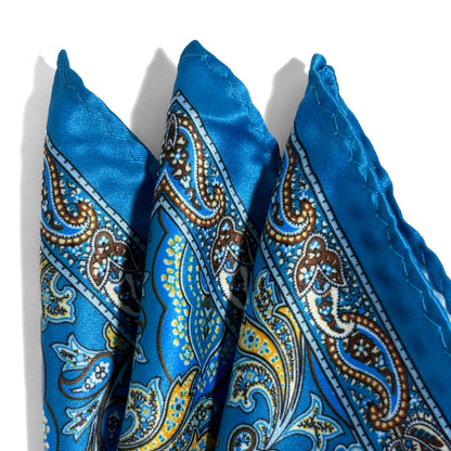 Aqua & Blue Paisley Pocket Square