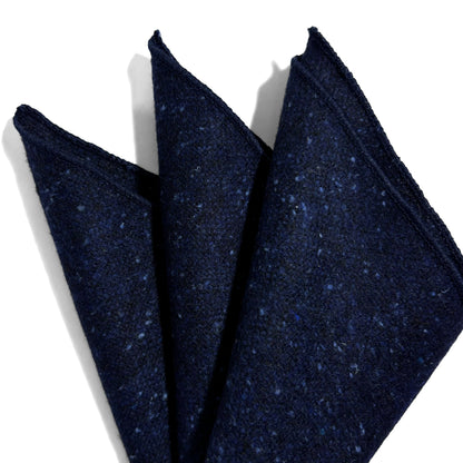 Navy Blue Fleck Wool Pocket Square