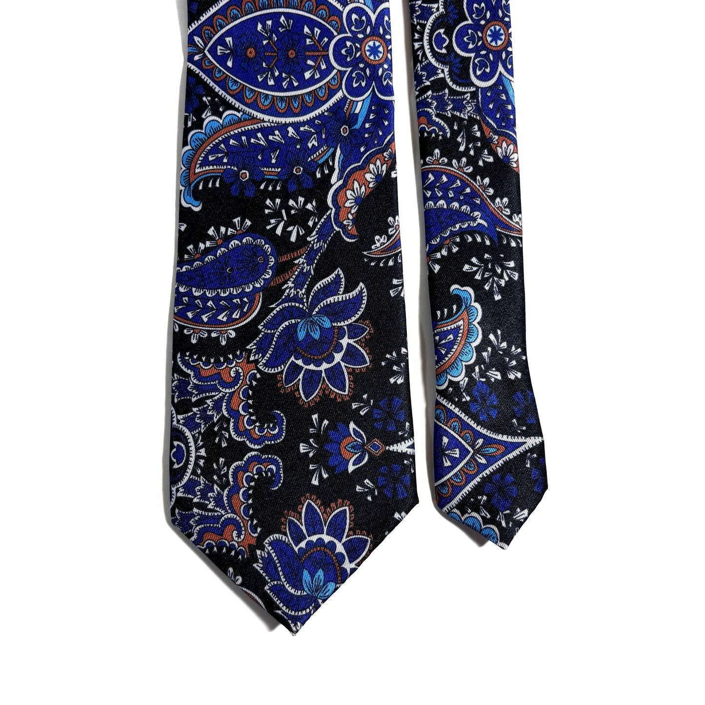 Blue & Black Paisley Printed Tie