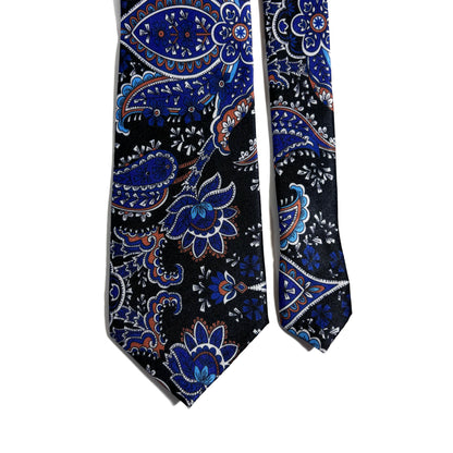 Blue & Black Paisley Printed Tie