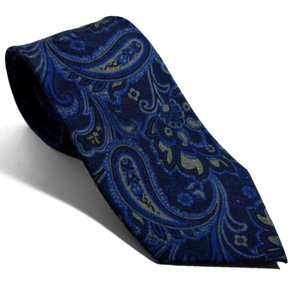 Navy Blue Paisley Wool Tie