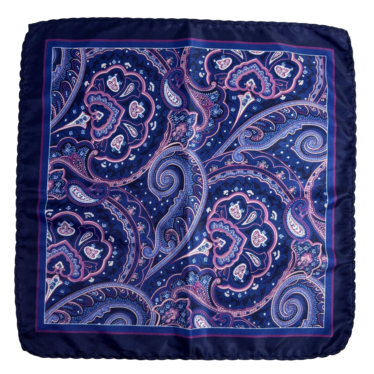 Navy Blue & Purple Paisley Pocket Square