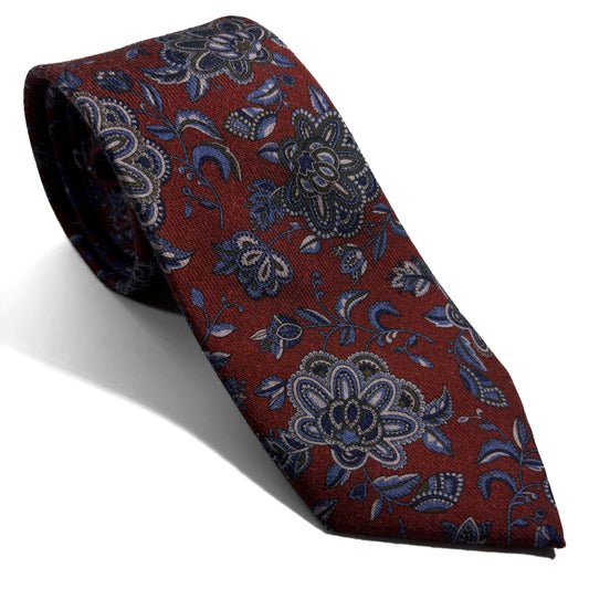 Rust Brown Floral Wool Tie