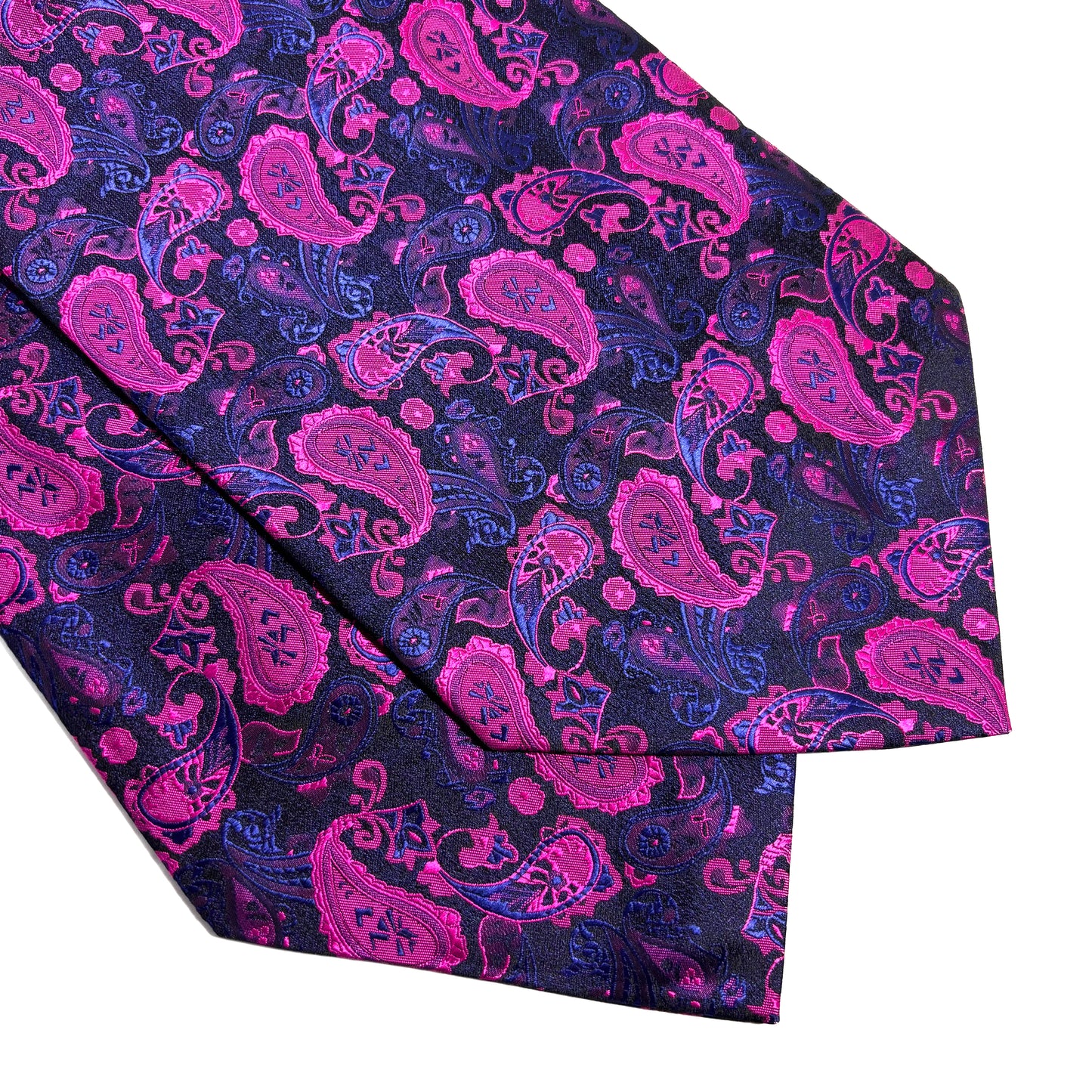 Navy Blue & Pink Paisley Jacquard Cravat/Ascot