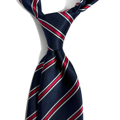 Navy Blue & Red Striped Repp Tie