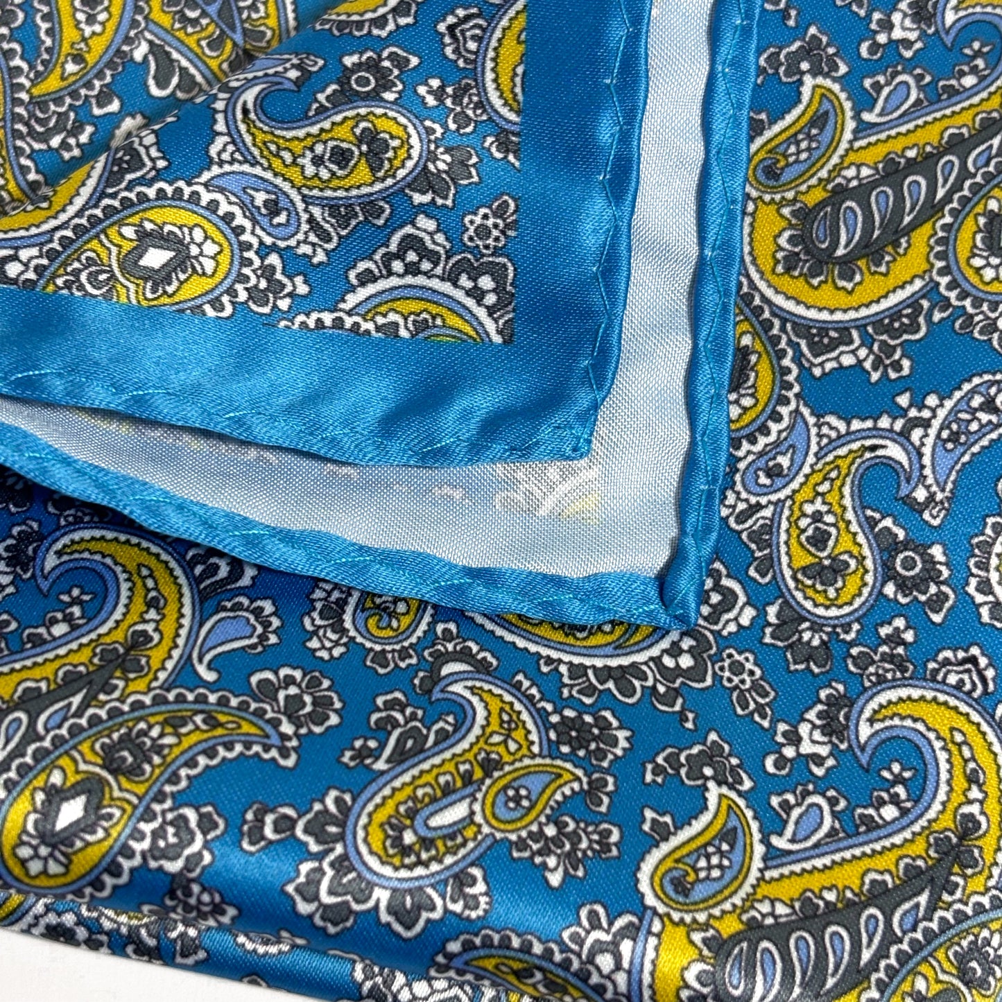 Aqua Blue Paisley Pocket Square