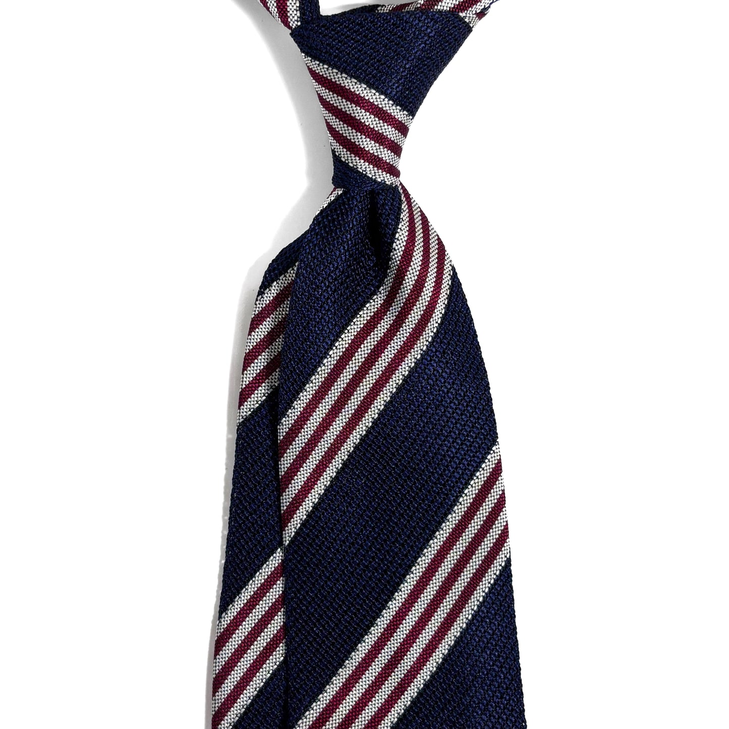 Navy Blue Striped Grenadine Tie - Handmade
