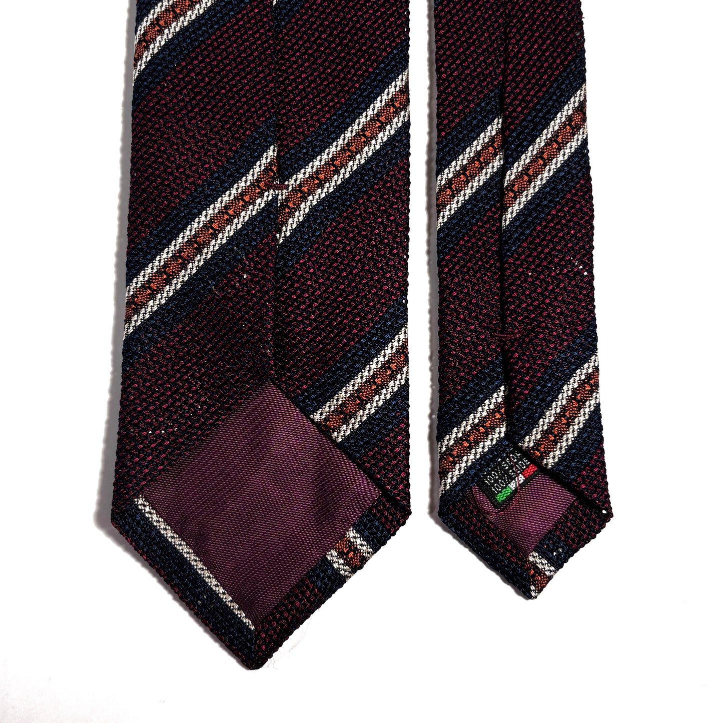 Burgundy Striped Silk Grenadine Tie (Garza Fina) - Handmade in Italy