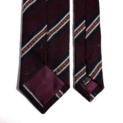 Burgundy Striped Silk Grenadine Tie (Garza Fina) - Handmade in Italy