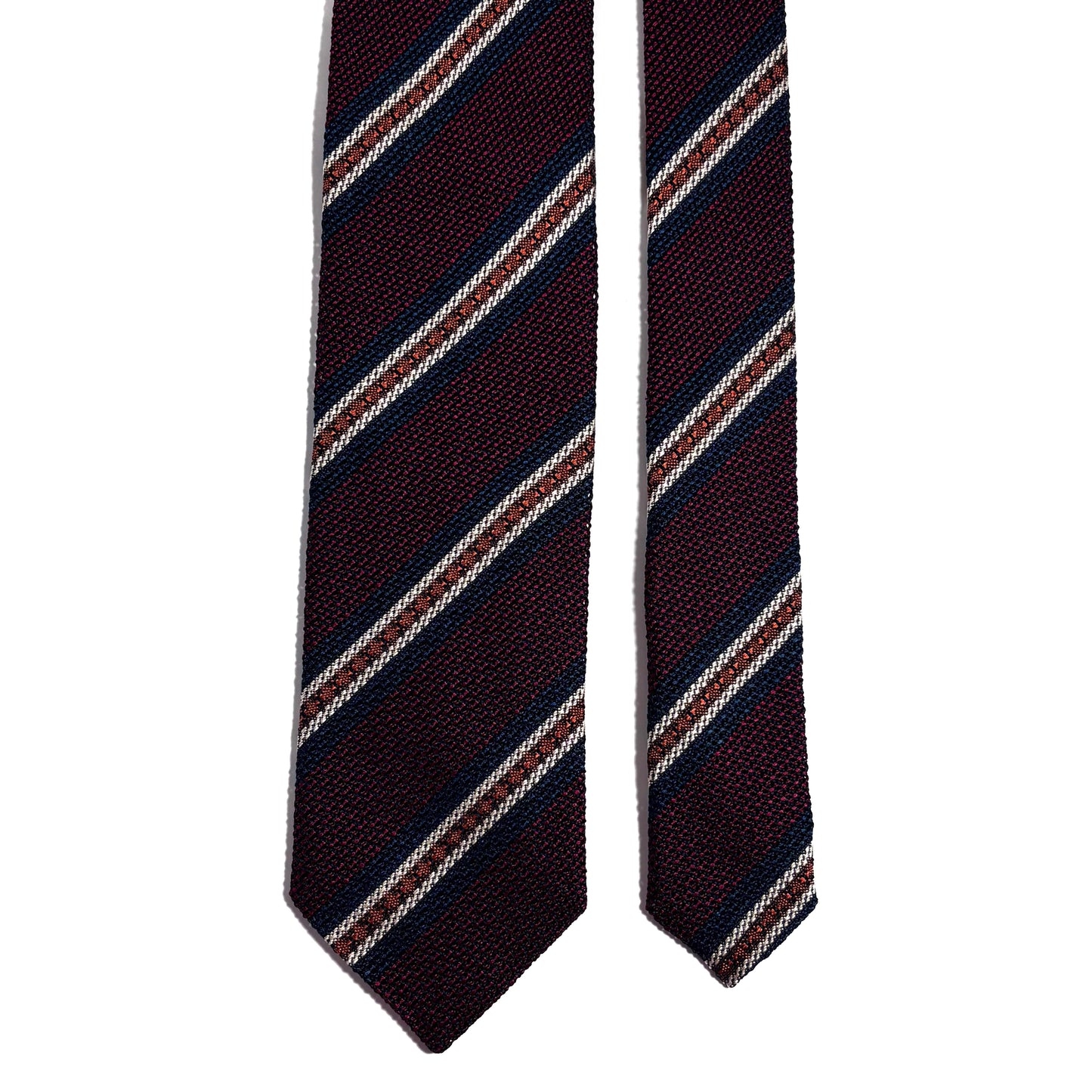 Burgundy Striped Silk Grenadine Tie (Garza Fina) - Handmade in Italy