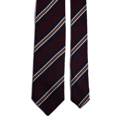 Burgundy Striped Silk Grenadine Tie (Garza Fina) - Handmade in Italy