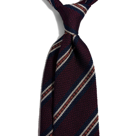 Burgundy Striped Silk Grenadine Tie (Garza Fina) - Handmade in Italy