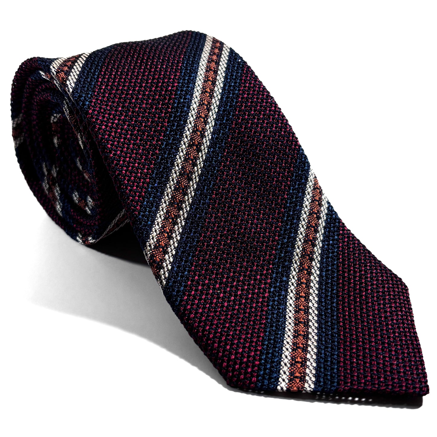 Burgundy Striped Silk Grenadine Tie (Garza Fina) - Handmade in Italy