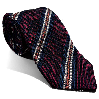 Burgundy Striped Silk Grenadine Tie (Garza Fina) - Handmade in Italy