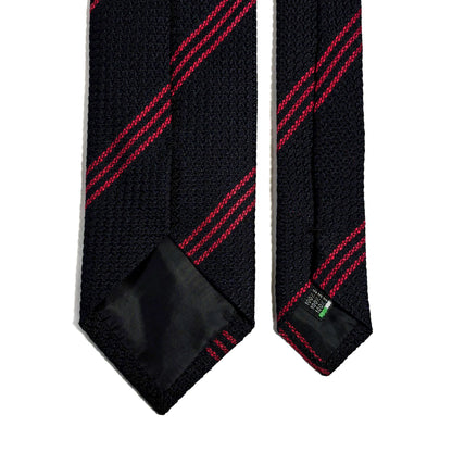 Black & Red Striped Silk Grenadine Tie (Garza Grossa) - Handmade in Italy