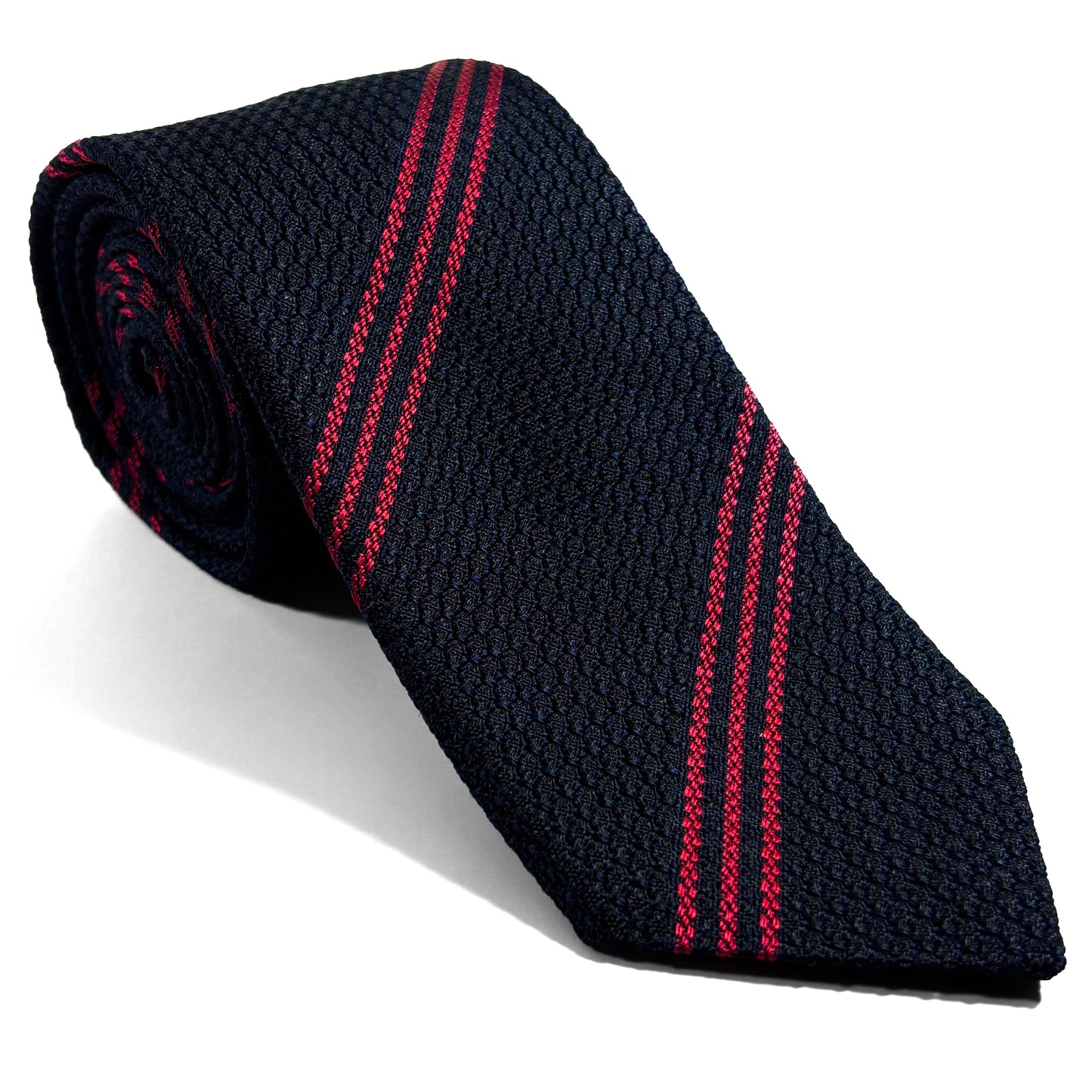 Black & Red Striped Silk Grenadine Tie (Garza Grossa) - Handmade in Italy