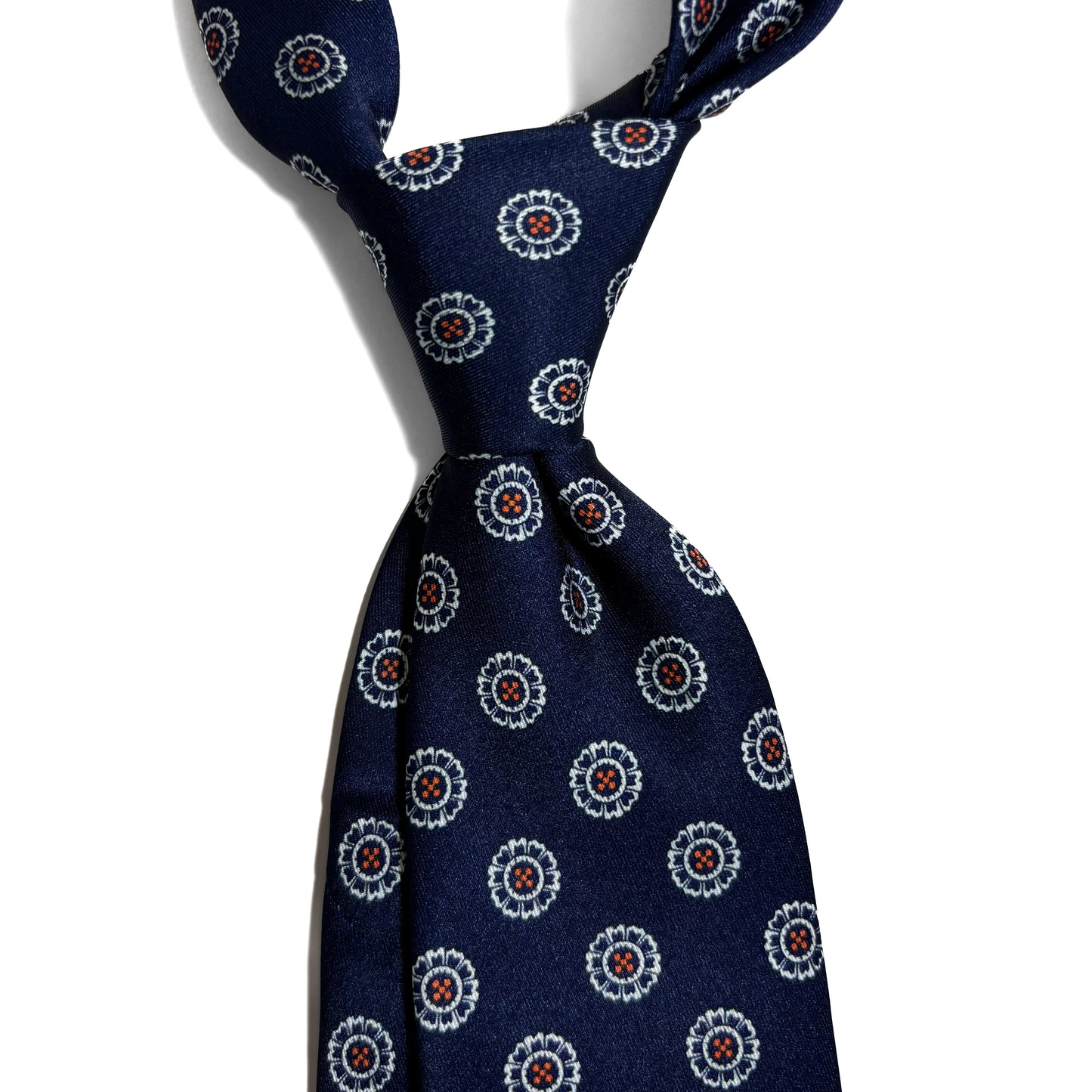 Navy Blue Floral Medallion Printed Tie