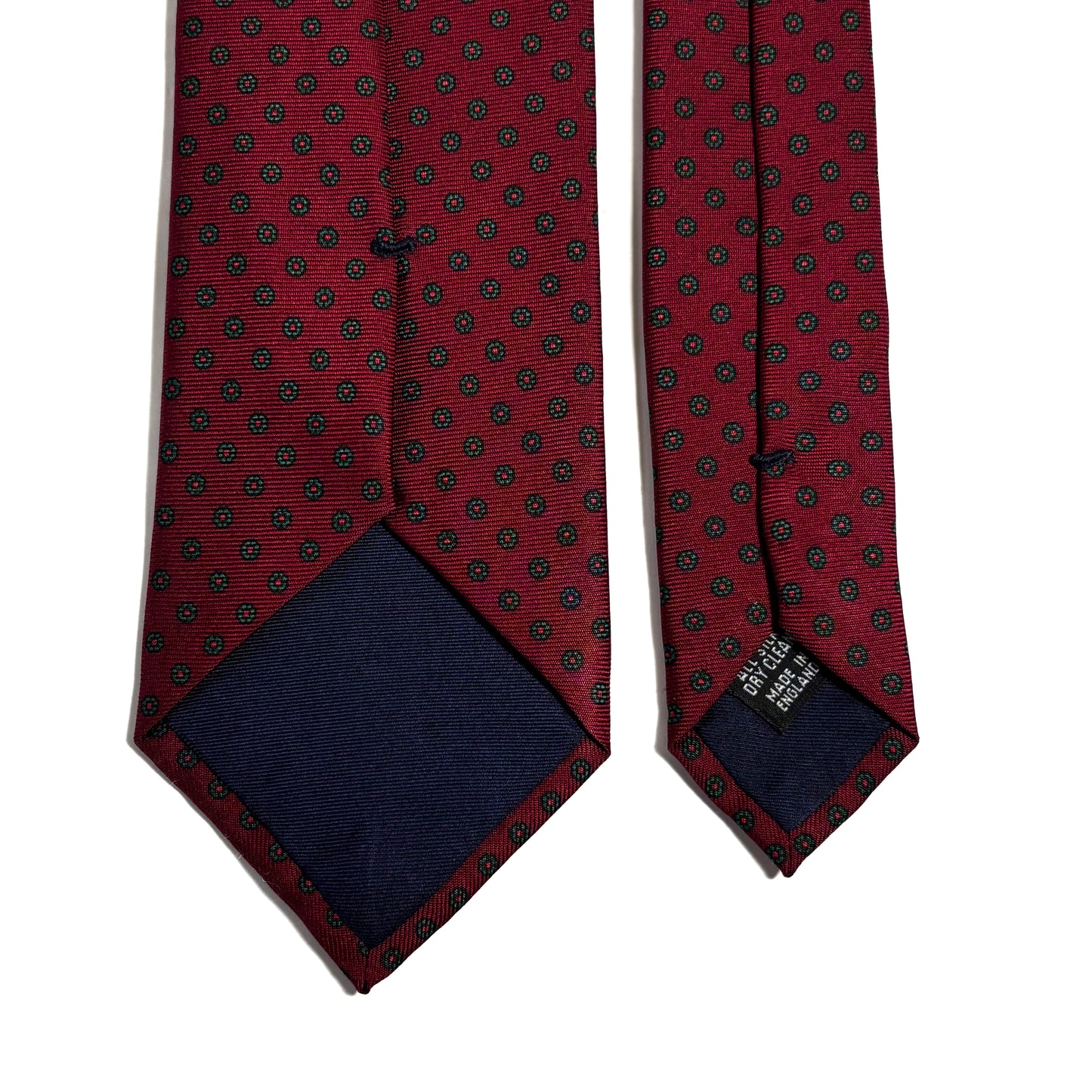 Hand-Printed Red Floral Silk Twill Tie - Handmade in England